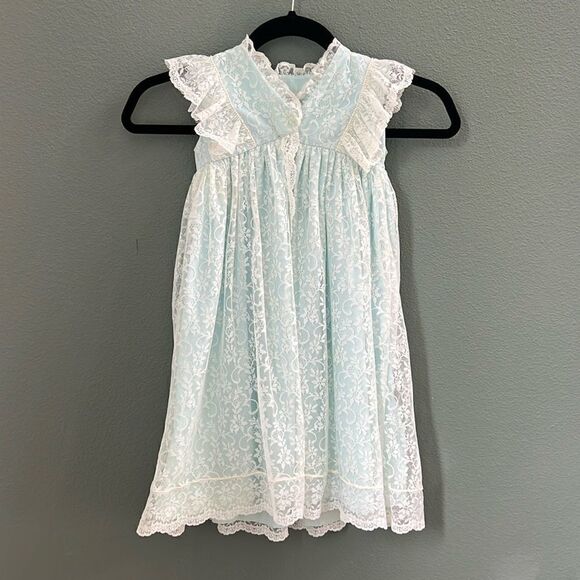 Vintage Light Blue Lace Toddler Cloak Coat 3T - Picture 1 of 13